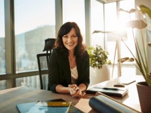 business woman as financial client