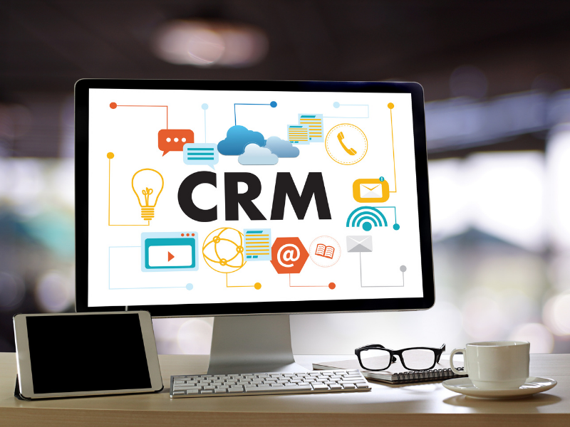 monitor screen with traditional crm elements
